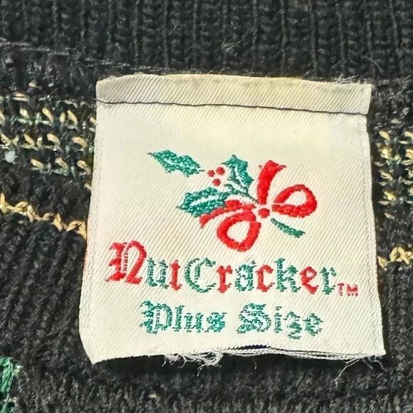 Vintage Red Sweater Red Gold Holiday Metallic |  Christmas Sweater | Size 1x - Picture 3 of 8